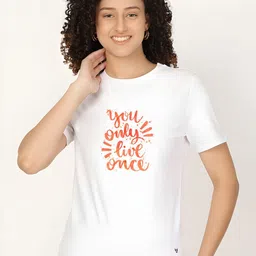 SZN Women Typography Printed Round Neck Cotton T-shirt-image-98