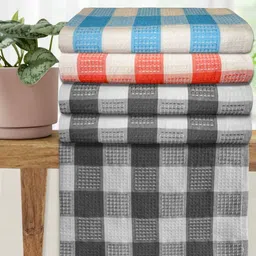 Athom Living White & Blue 5 Pieces Printed Cotton 210 GSM Bath Towel-picture-16