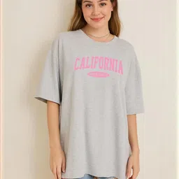 Calm Down Typography Printed Drop-Shoulder Sleeves Cotton Oversized T-shirt image 3