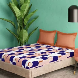 Portico Melodic Living Purple Printed Cotton 152 TC Super King Bedsheet Set 2 .74 x 2.74 m-image-49