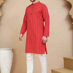 anouk mirage Anouk Rustic Geometric Woven Design Mandarin Collar Straight Kurta With Pyjamas image 3