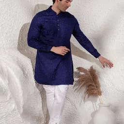charchaand Men Mirror Work Kurta image 2