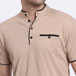 N AND J Men Mandarin Collar Pockets T-shirt image 2