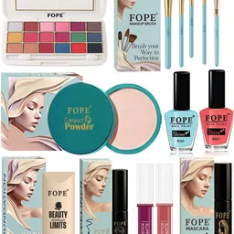 FOPE Set Of 14 Foundation Compact Mascara Lipstick Nail Polish & Brush Set image 1