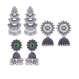 Sangria Silver-Plated Alloy Jhumkas-picture-11