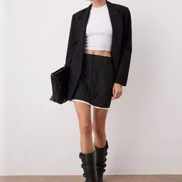 Trendyol Striped Monochrome Formal Straight Mini Skirt-picture-33