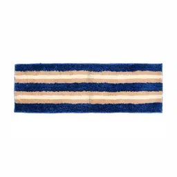 GBL COLLECTION Navy Blue & Cream Striped Microfiber Floor Mat image 3
