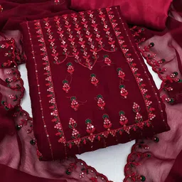 SAINOOR Embroidered Silk Georgette Unstitched Dress Material-picture-21