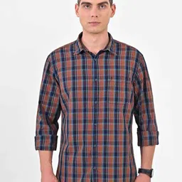 Indian Terrain Men Classic Slim Fit Tartan Checks Opaque Checked Casual Shirt-picture-22
