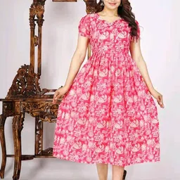 SSKfashions Floral Printed Fit & Flare Maternity Midi Dress-picture-24