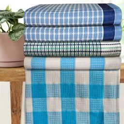 Athom Living Premium White & Green 5 Pieces Printed Cotton 210 GSM Bath Towels-picture-21