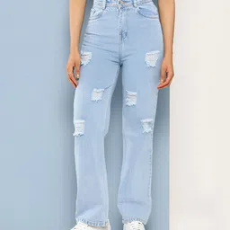 BAESD Women Slim Fit Mid-Rise Highly Distressed Light Fade Stretchable Jeans-image-78