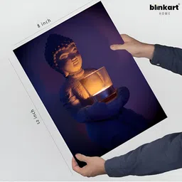 blinkart Brown Printed Lord Buddha Glass Religious Wall Art image 2