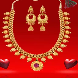 Heer Collection Gold-Plated Artificial Stones Studded Choker Jewelry Set-image-56