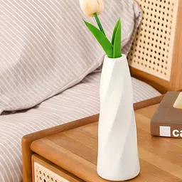 Ascension White Twisted Textured Flower Vases image 4