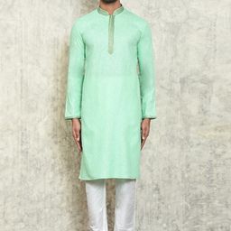 Arihant Rai Sinha Yoke Design Thread Work Mandarin Collar Pure Cotton Kurta & Churidar-picture-27