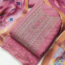 TAVAS Floral Embroidered Zari Unstitched Dress Material-image-13