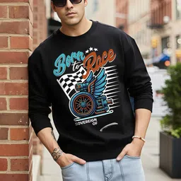 Moda Rapido Men Black Fleece Long sleeve oversize Fit sweatshirt-picture-36