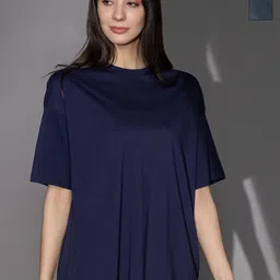 TITTLI Women Pack of 2 Solid Round Neck Pure Cotton Oversized T-shirts-image-48
