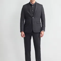 Arrow Men Shawl Collar Self Designed Single-Breasted Three-Piece Suit-picture-32