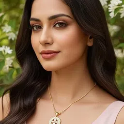 TESSARA Women Gold-Plated American Diamond Studded Necklace image 4