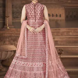 EthnicTree Printed Maxi Ethnic Dresses With Dupatta image 1