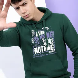 SLOWLORIS Men Printed Hooded Sweatshirt image 4