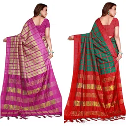 SHAIBO SAREE Checked Silk Cotton Uppada Saree image 2