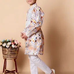 NFC CREATION Boys Embroidered Regular Sequinned Dupion Silk Kurta with Pyjamas image 4