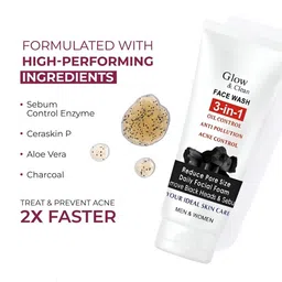 Elecsera Glow & Clean Face Wash With Charcoal & Tea Tree - 100 ml image 5