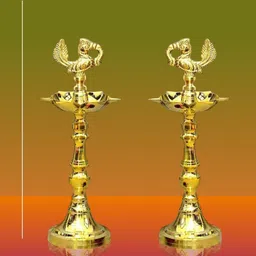 Denique 2 Pcs Peacock Designed Panchmukhi Diya image 3