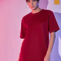 QIOA Pack Of 2 Round Neck Cotton Oversized Fit T-shirt-image-67