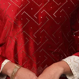 Exotic India Women Geometric Embellished Beads & Stones Velvet Dupatta image 3