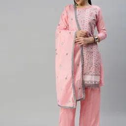SHADOW & SAINING Embroidered Pure Cotton Semi-Stitched Dress Material-picture-26