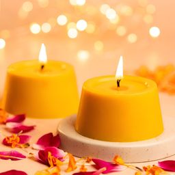 Nat Habit Yellow 2 Pieces Marigold Spark Prosperity Tea Light Candles-picture-26