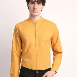 THE BEETEL HOUSE Men Smart Regular Fit Band Collar Solid Cotton Casual Shirt-picture-14