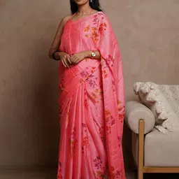 KALINI Floral Printed Saree With Blouse Piece-picture-20