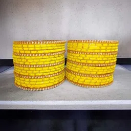 SAND Yellow Glass Artificial Stones & Beads Bangle image 2