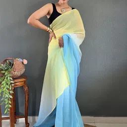 V3 FASHION STUDIO Tie and Dye Ombre Pure Georgette Saree image 5