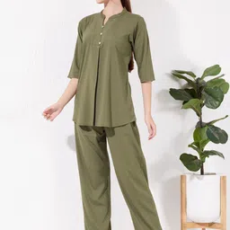 Arela V-Neck Three-Quarter Sleeves Linen Tunic & Trousers image 2