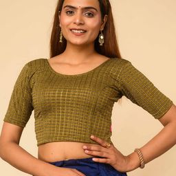 Bindigasm's Advi Self Design Round Neck Stretchable Jacquard Saree Blouse-picture-49