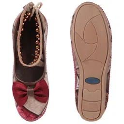 SIRDENILL Women Wedge Casual Shoes with Beaded Ankle Strap & Bow image 3