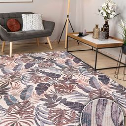 Kaleen India Coffee Brown Floral Anti-Skid Polyester Carpet-picture-14