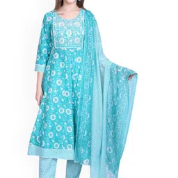 wool 4u Woollen 4U Women Floral Printed Kurta with Trousers & Dupatta-picture-41