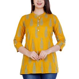 CORSICA Print Mandarin Collar Cotton Top-picture-24