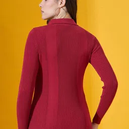 98 Degree North Self Design Shirt Collar Cotton Pullover Sweaters image 4