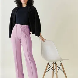 Kotty Women Relaxed Straight Leg High-Rise Trousers-image-60