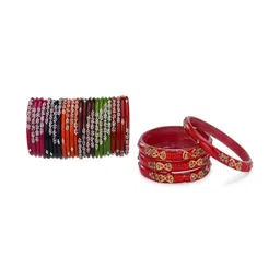 SOMIL Set Of 28 Stone-Studded Bangles-image-1
