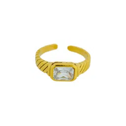 INTERSTELLAR Gold-Plated Stainless Steel Cubic Zirconia Finger Ring Finger Ring-image-2
