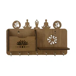 SEHAZ ARTWORKS Brown 7 Hooks Wooden Key Holder image 2